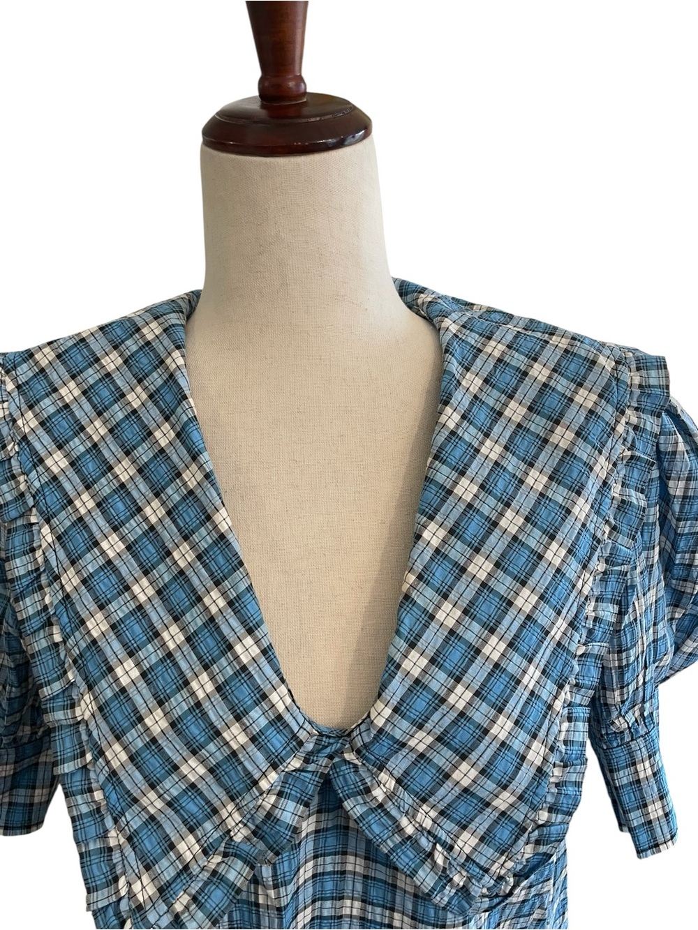 GANNI Seersucker Plaid Collar Blouse - Picture 4 of 15
